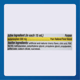 Major acetaminofén líquido sabor cereza, fácil de ingerir durante molestias.