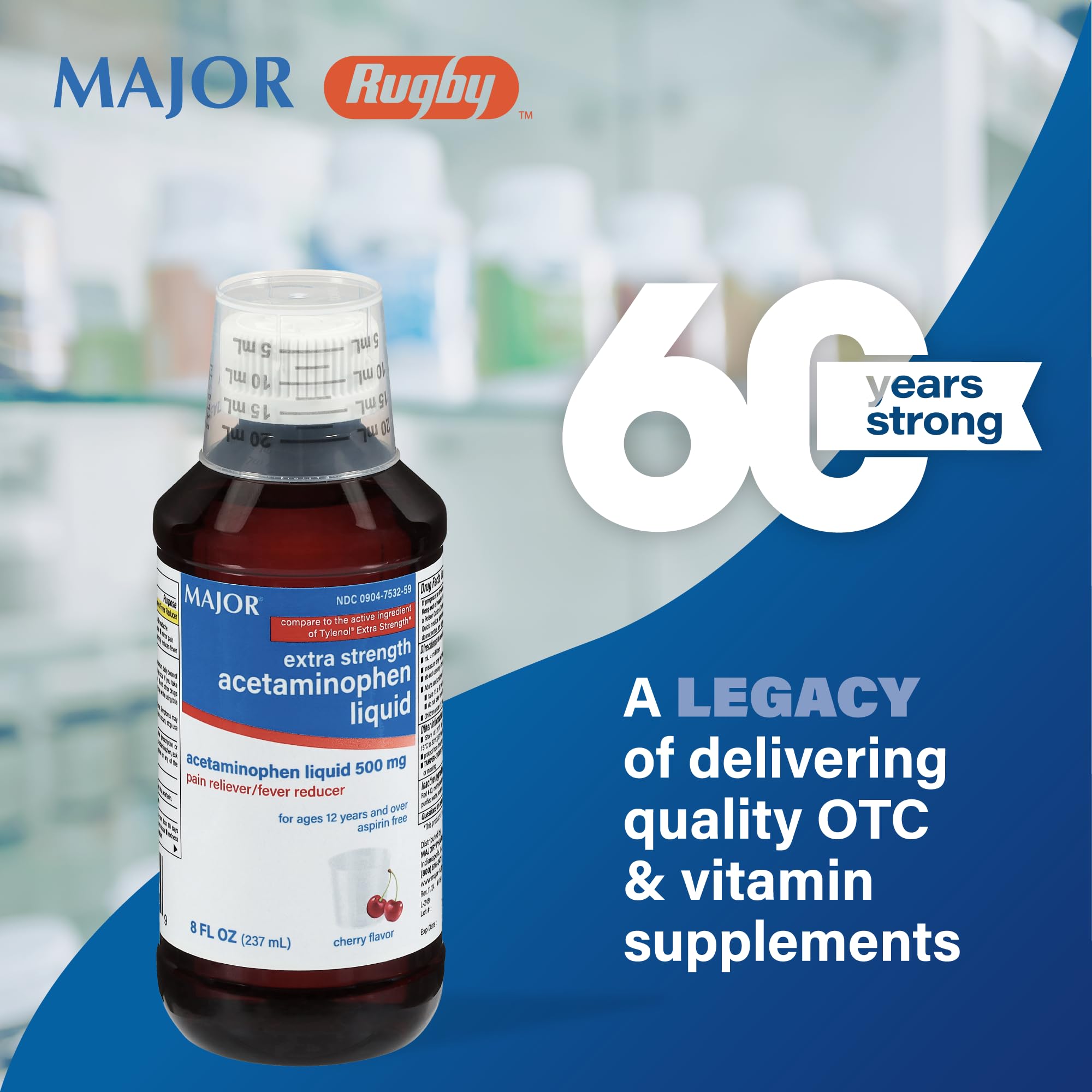 Major acetaminofén líquido para adultos, dosis recomendadas entre 15 y 30 ml.