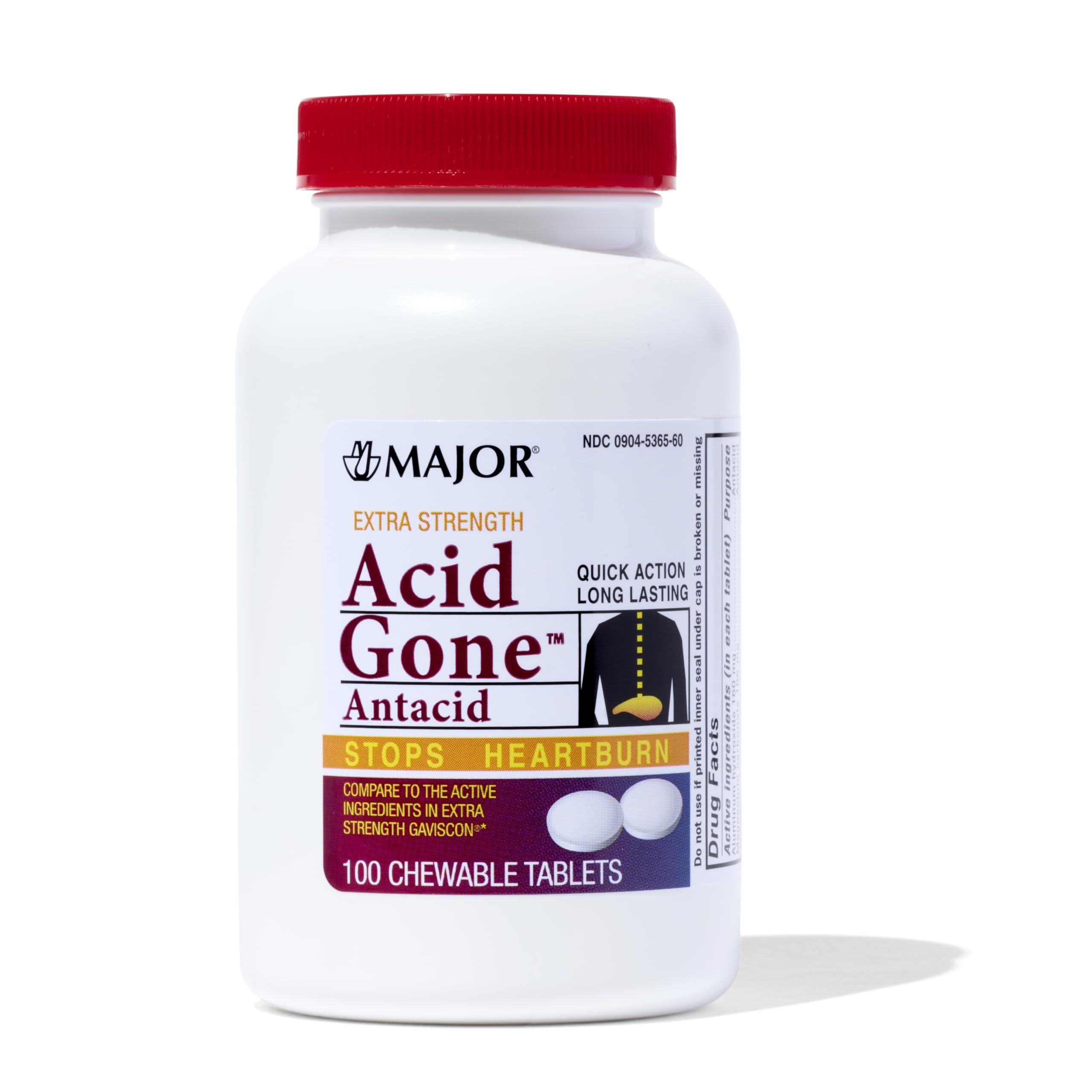 MAJOR Acid Gone: caja de empaque mostrando alivio rápido de acidez estomacal