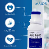 MAJOR Acid Gone fórmula con hidróxido de aluminio y magnesio para neutralizar la acidez.