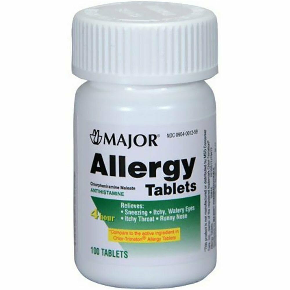 MAJOR alergia todo el día cetirizina 10 mg, caja trasera, información de uso