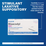 MAJOR Bisacodyl 10 mg: inserción del supositorio para alivio cómodo y rápido