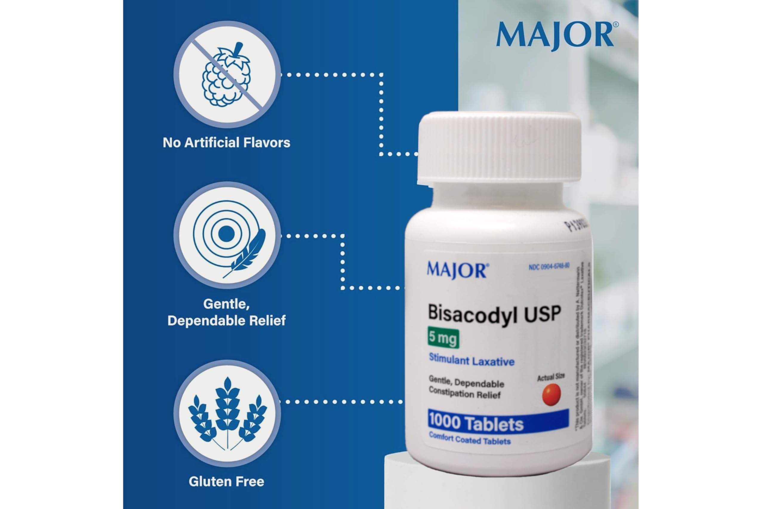 MAJOR Bisacodyl 5 mg, envase de lote, control de trazabilidad y frescura.