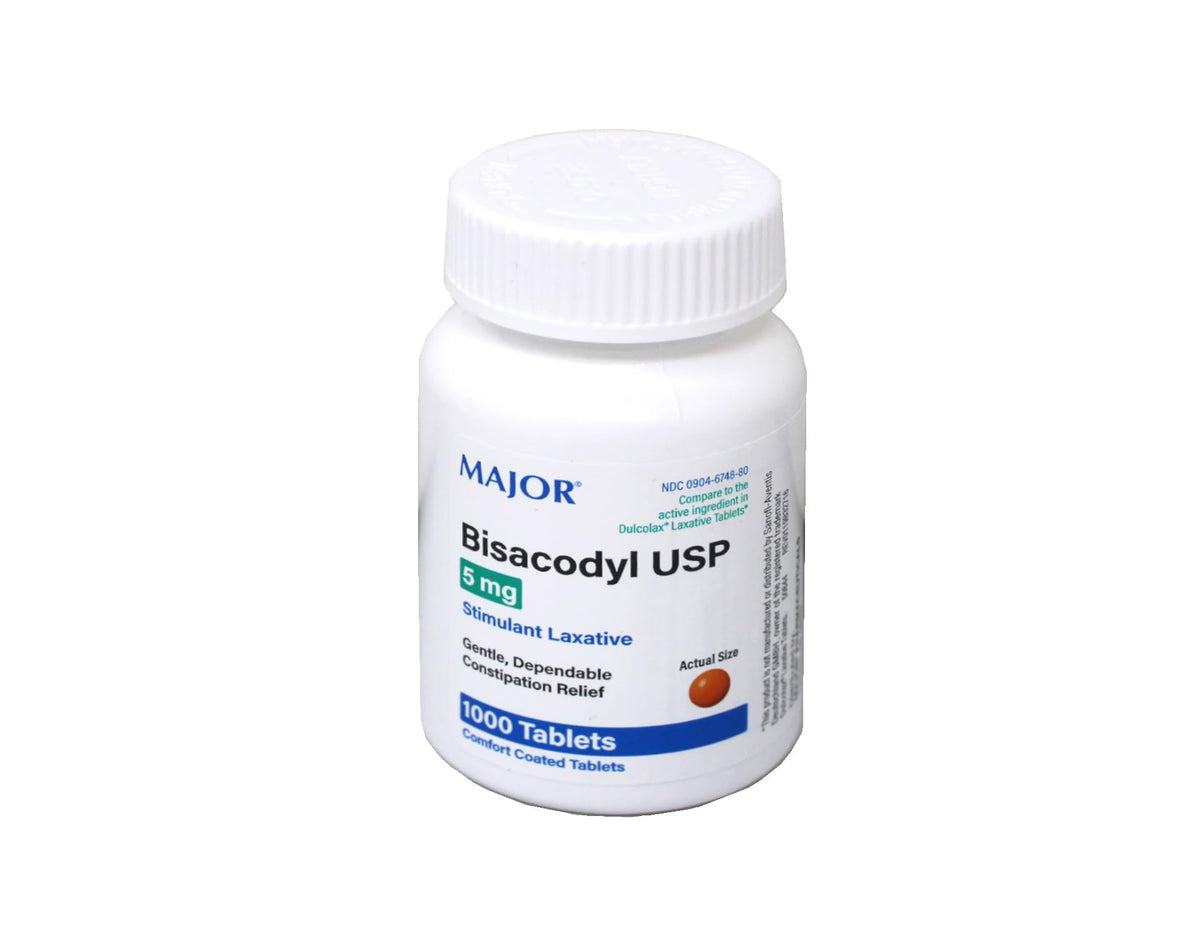 Botella de MAJOR Bisacodyl Stim con tabletas recubiertas para liberación intestinal