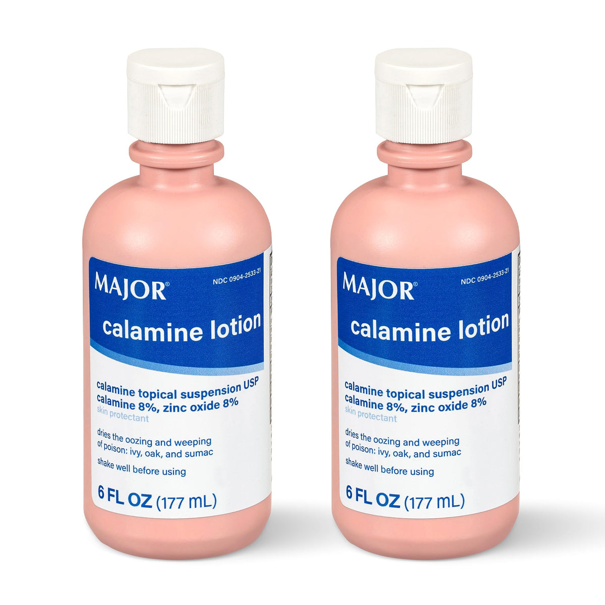 MAJOR Calamine Lotion, botella de 177 ml, lista para uso externo y protección suave.