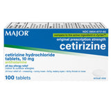 MAJOR Cetirizina 10 mg: empaque de 100 tabletas para uso diario.