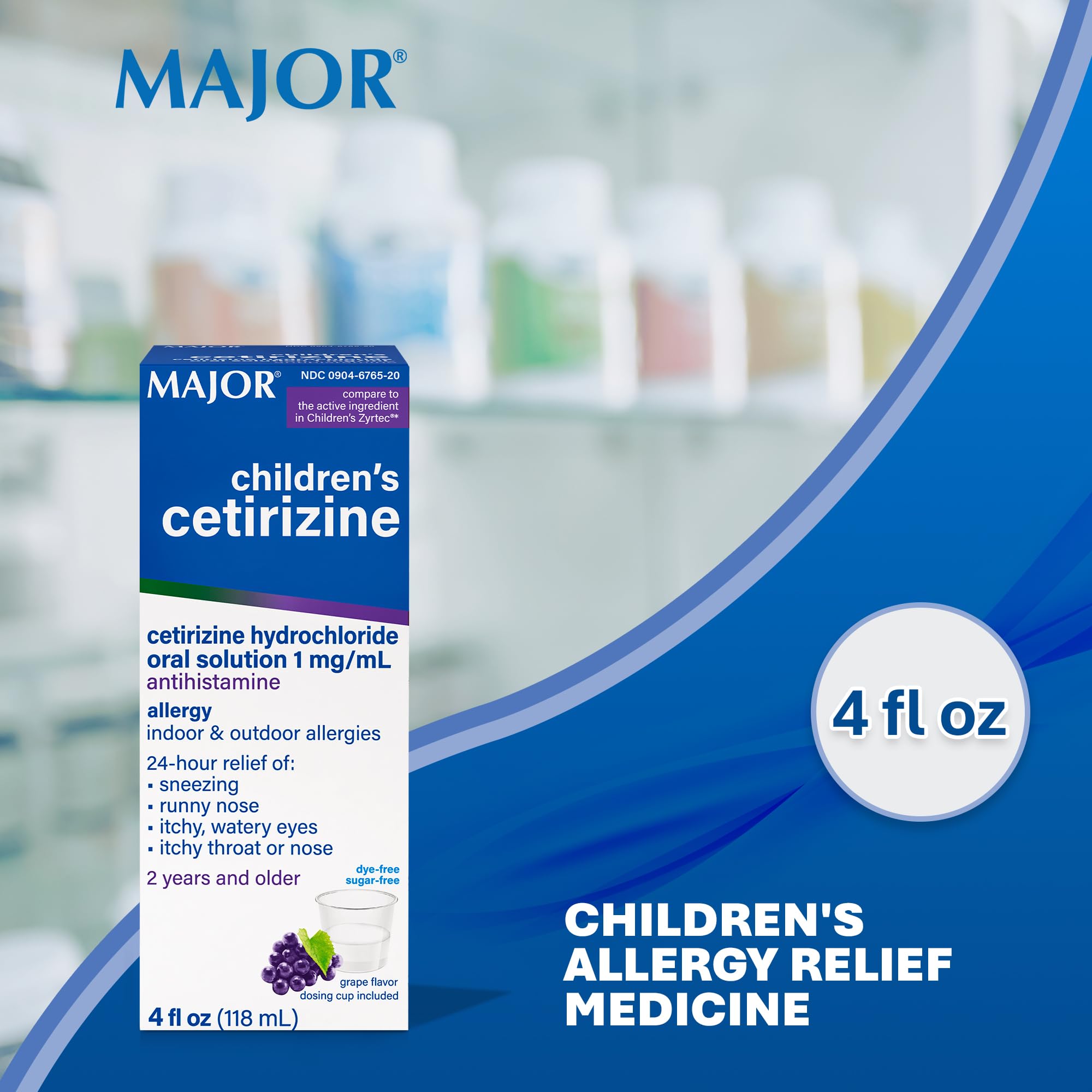 Major Cetirizina infantil, dispensador de dosis para medir la cantidad correcta.