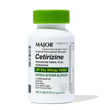 MAJOR Cetirizina 10 mg: caja de tabletas para alivio diario de alergias.