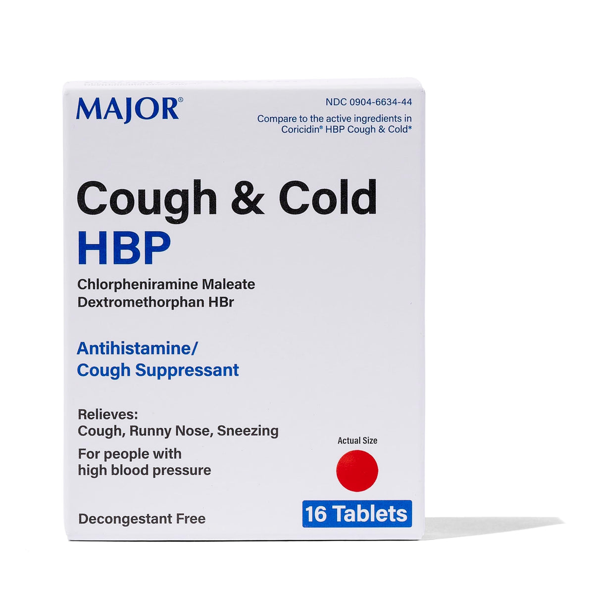 Major Cough and Cold HBP Tablets: presentación del envase para uso diario.