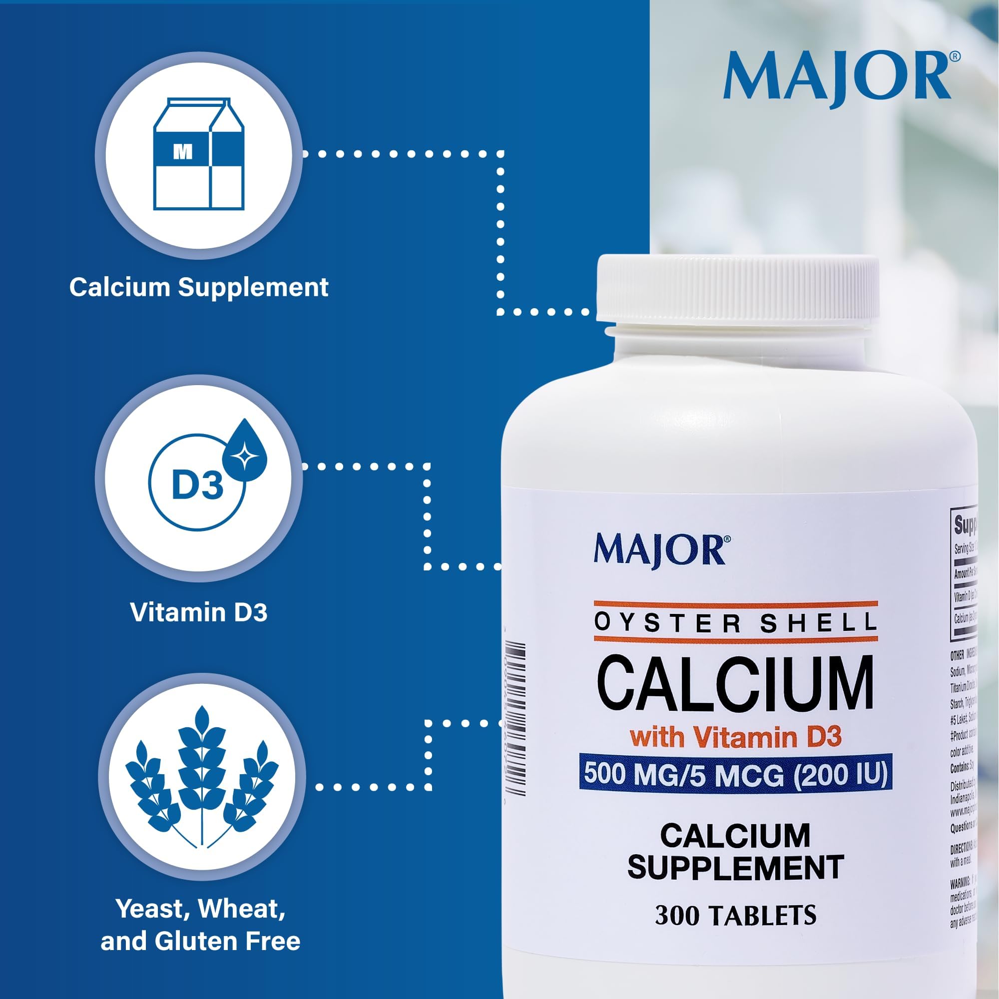 MAJOR D3 5mcg tabletas: apoyo a la absorción de calcio.