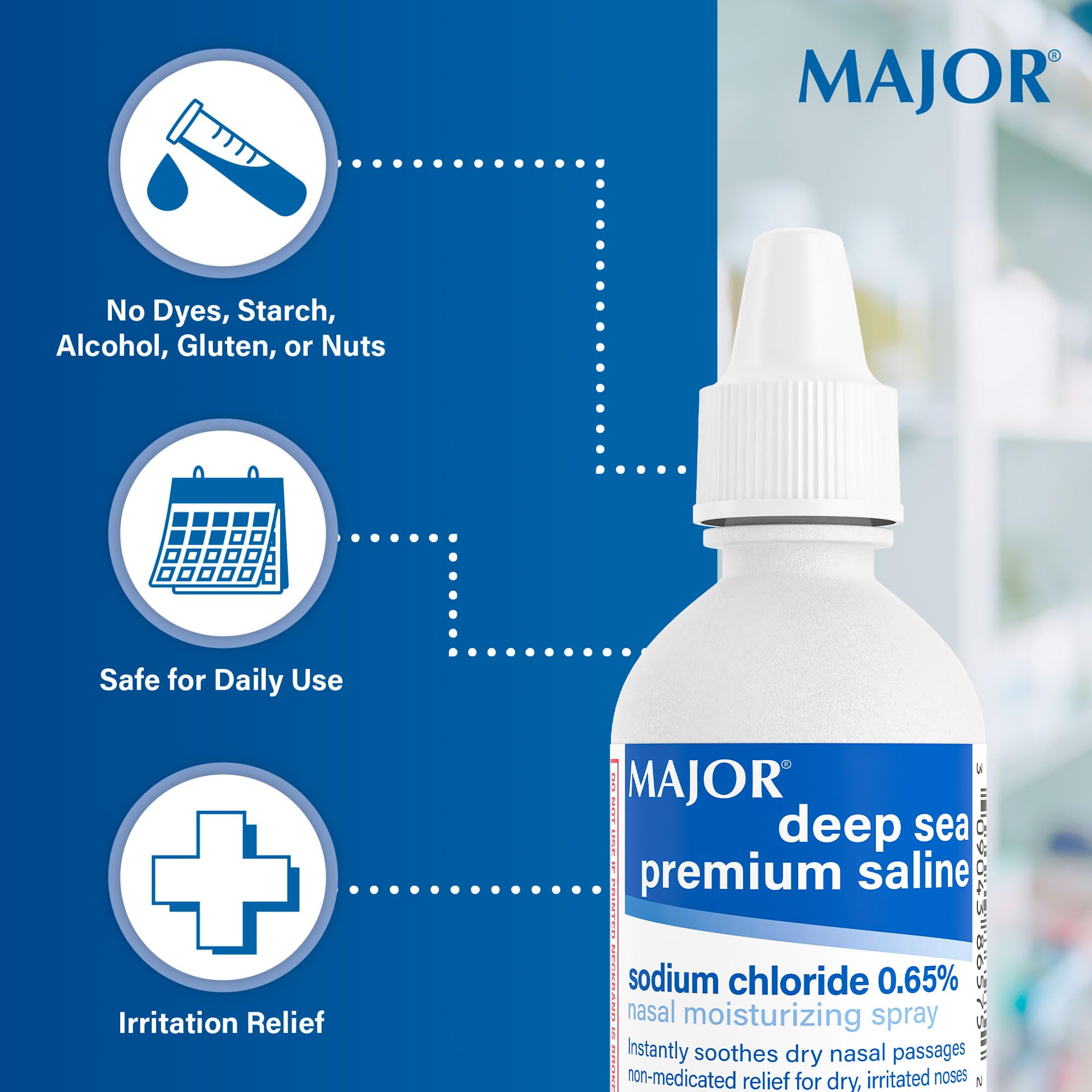 MAJOR Deep Sea Saline: envase transparente para ver la cantidad restante.