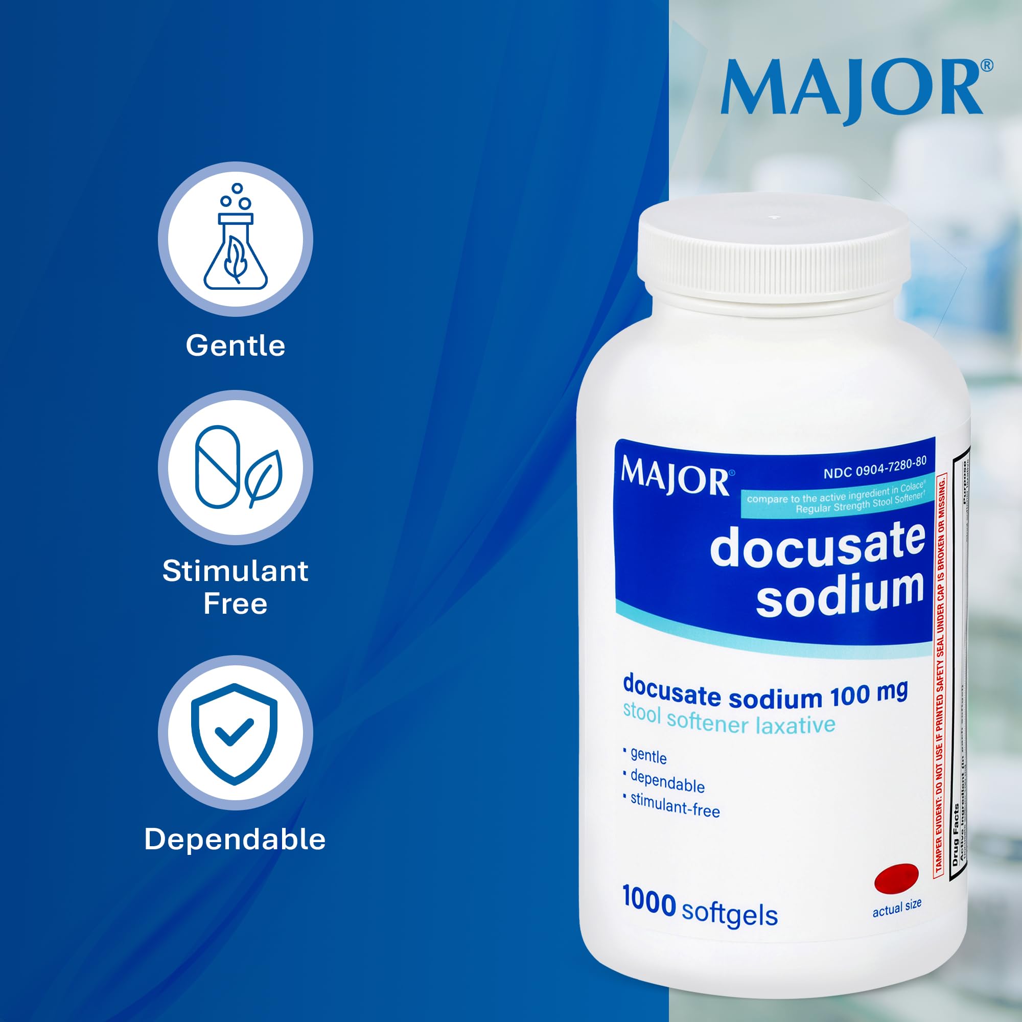 MAJOR Docusate Sodium 100 mg: dosis diaria indicada en instrucciones