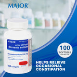 MAJOR Docusate Sodium 250 mg cápsulas blandas, uso diario cómodo sin estimulantes