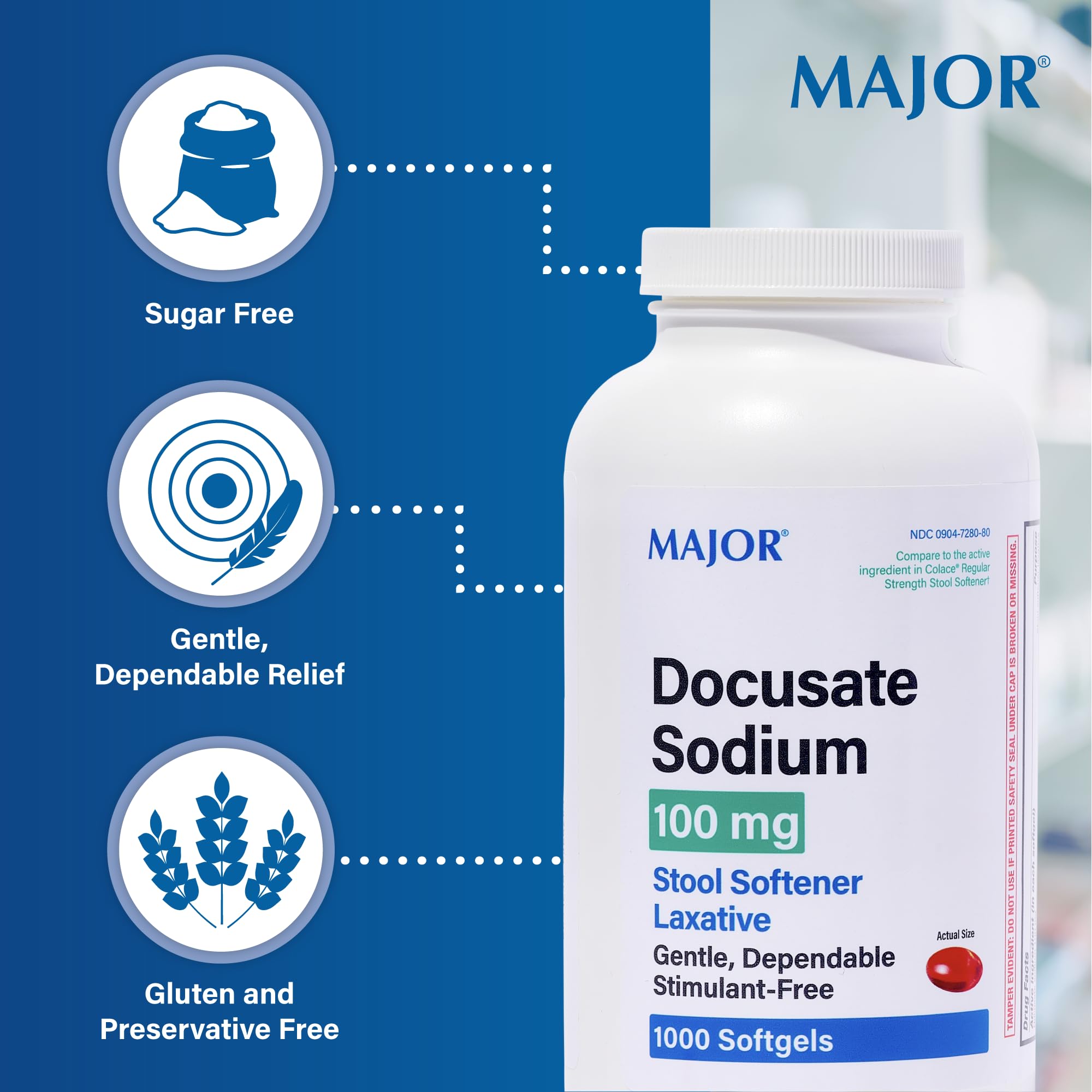 MAJOR sin gluten, paquete compacto para estreñimiento ocasional.