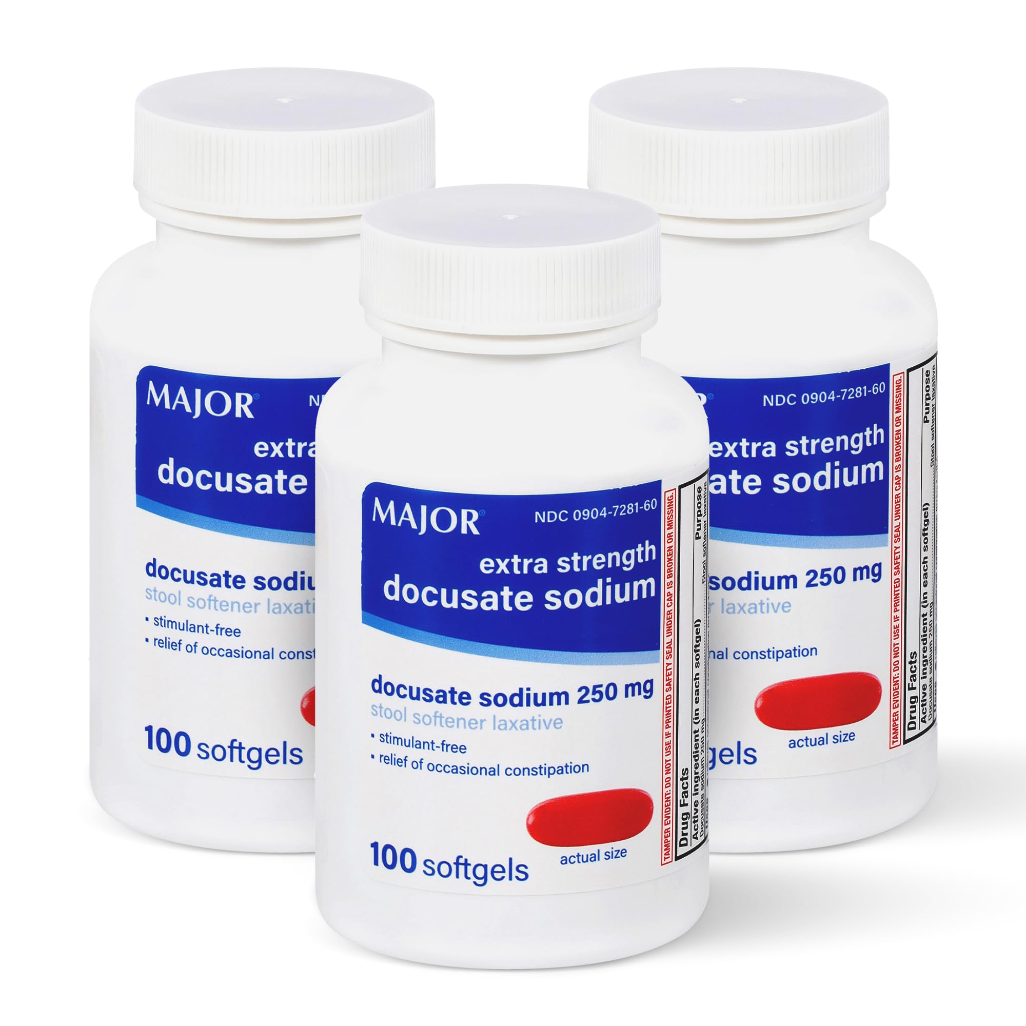 MAJOR Docusato Sodium 250 mg frasco, uso diario cómodo.
