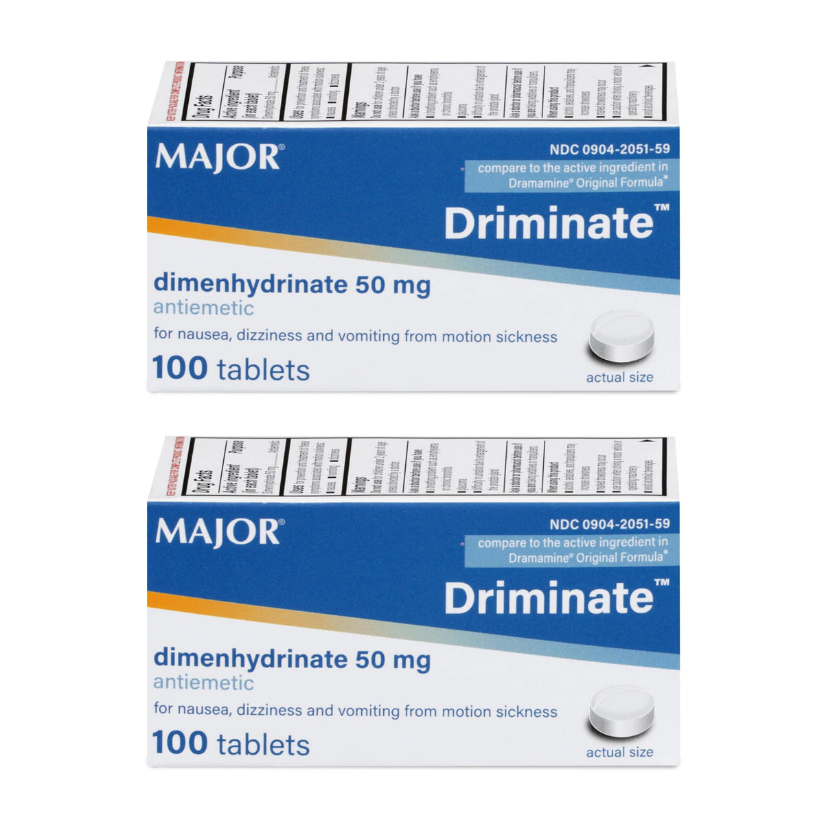 MAJOR Driminate: botella frontal, alivio potencial de malestar durante el viaje.