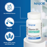 Etiqueta MAJOR calcio 25 mg para una dieta equilibrada.
