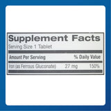 MAJOR Ferate Tabs indica 27 mg de hierro por tableta