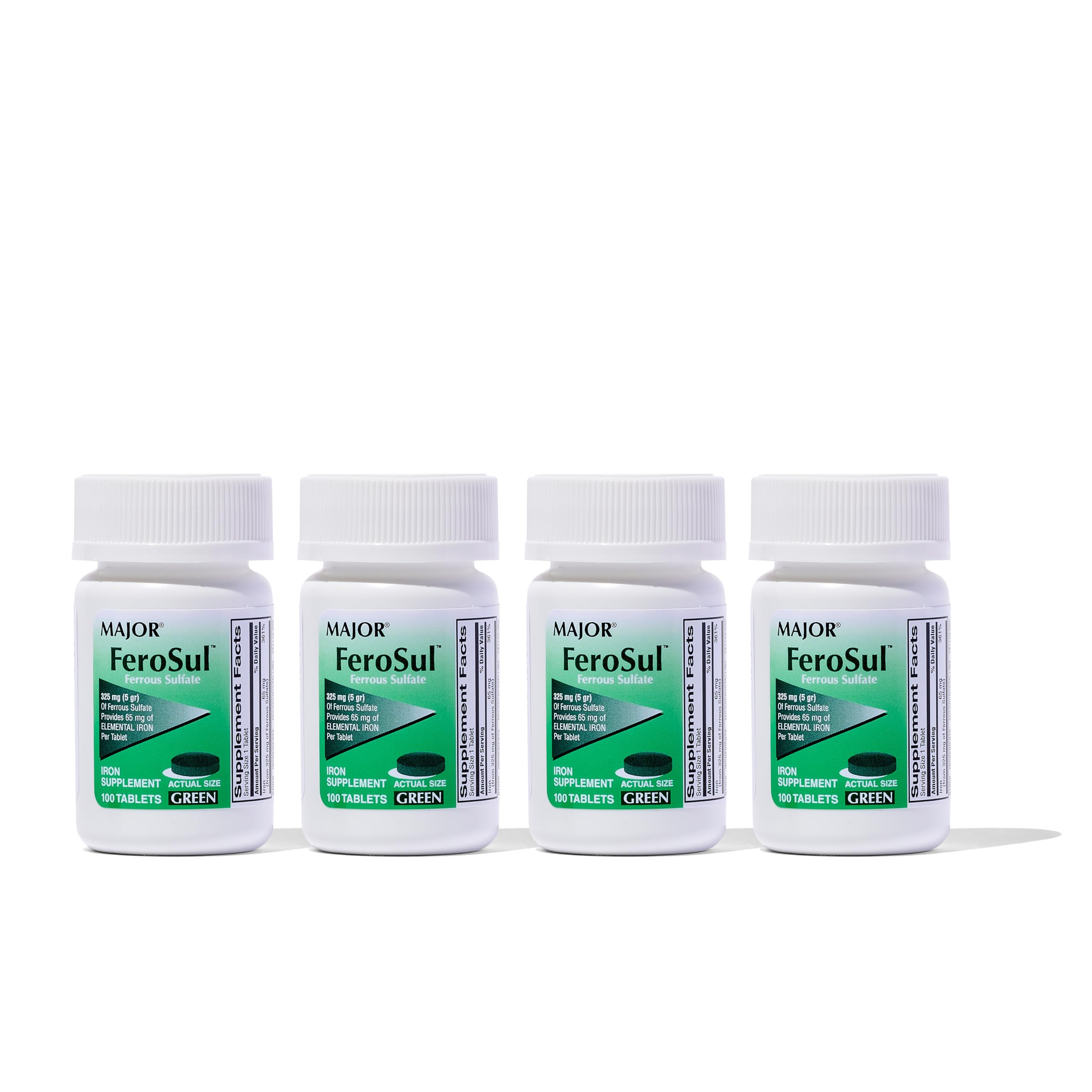 Major Ferosul tableta de sulfato ferroso 325 mg para necesidades diarias de hierro.