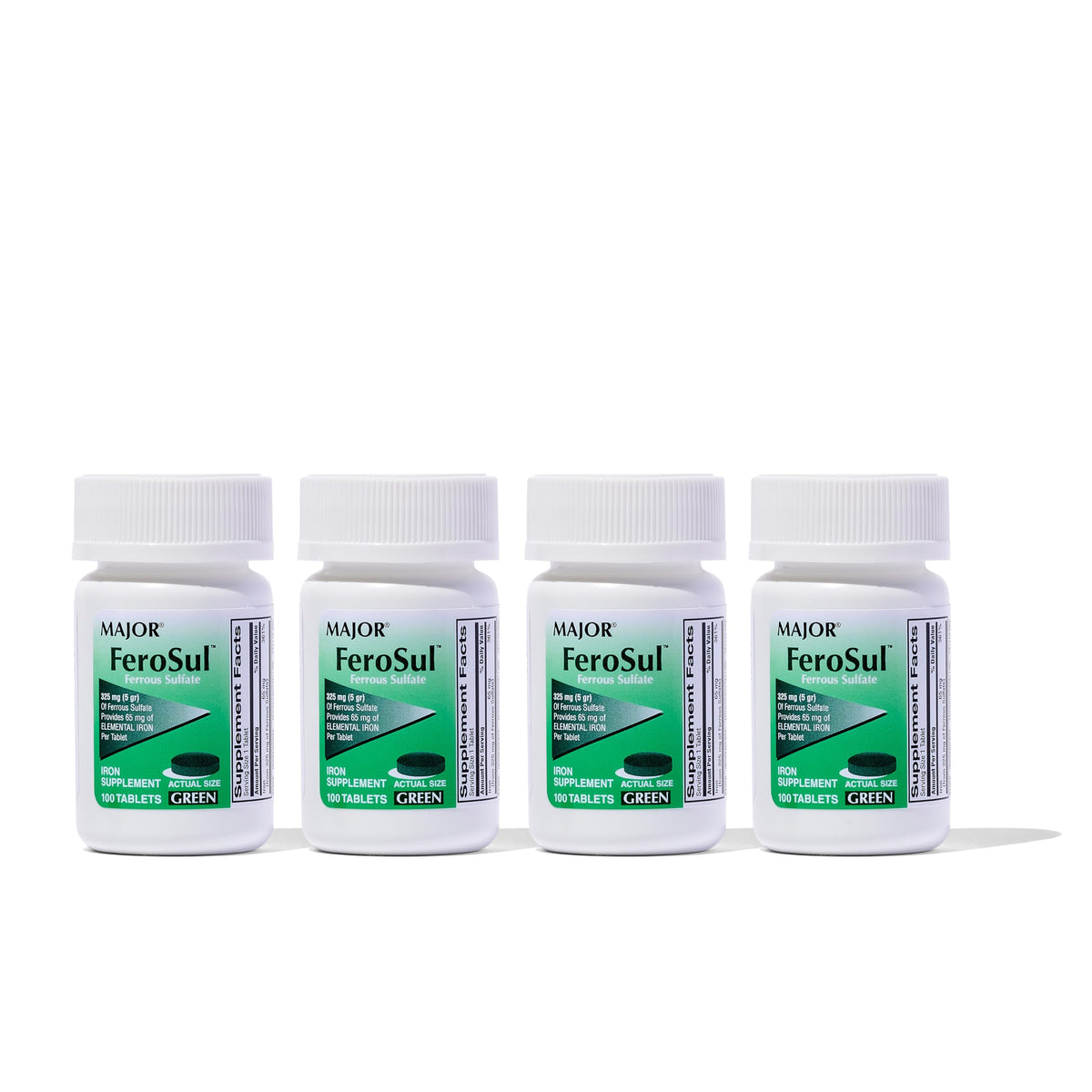 Major Ferosul tableta de sulfato ferroso 325 mg para necesidades diarias de hierro.