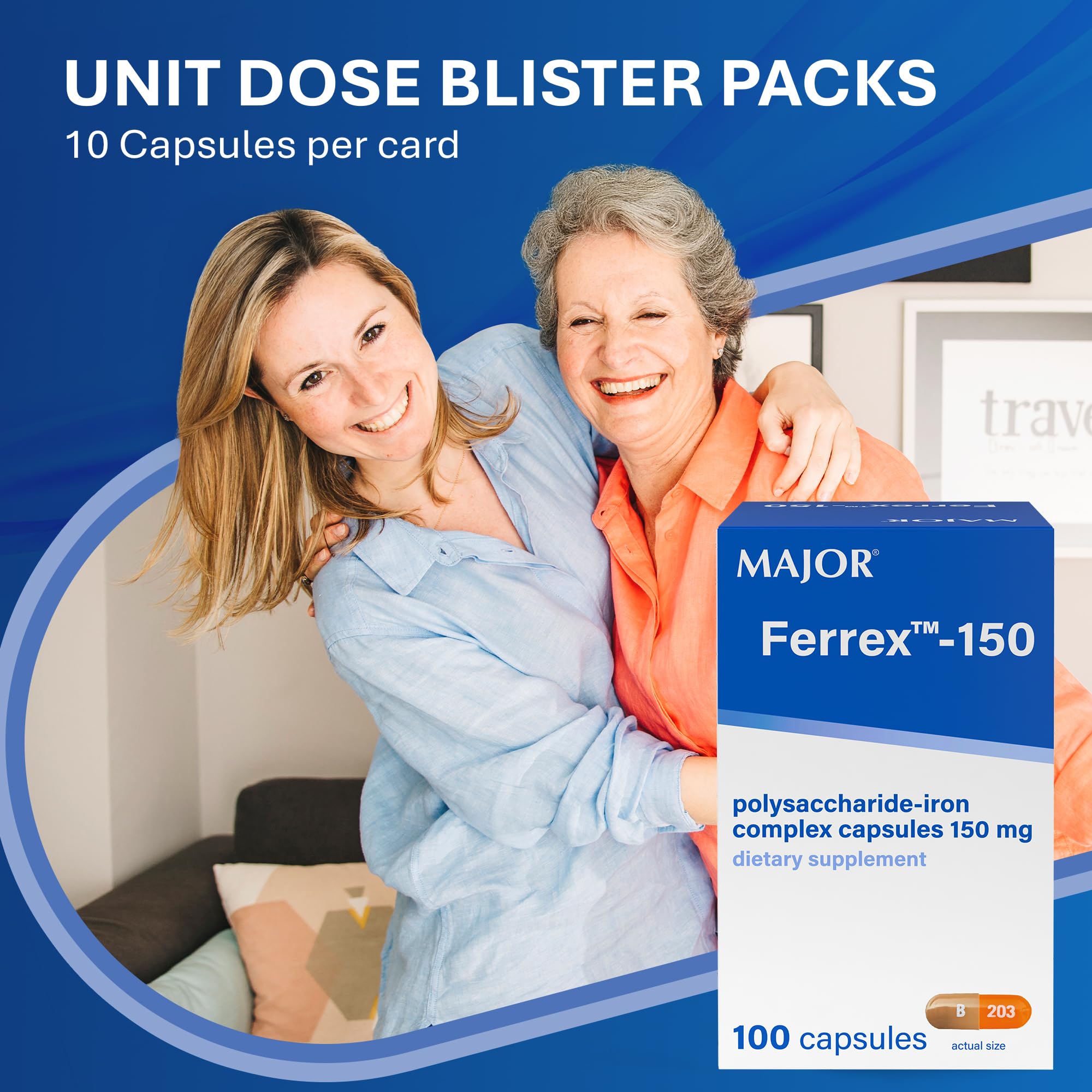 MAJOR Ferrex-150 tarjeta blister, dosis lista para consumo diario.