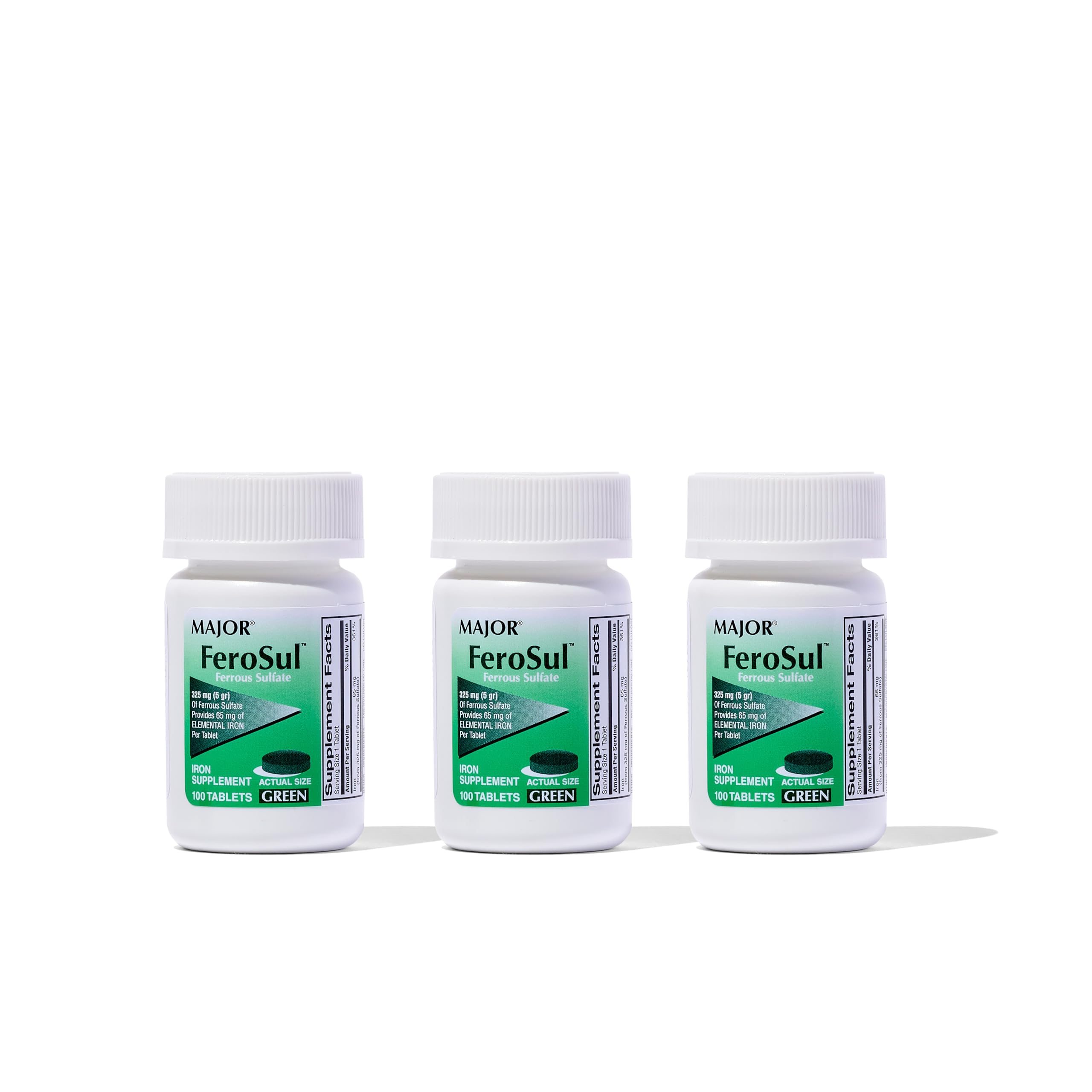 MAJOR Ferosul, tabletas 325 mg en caja, apoyo diario de hierro.
