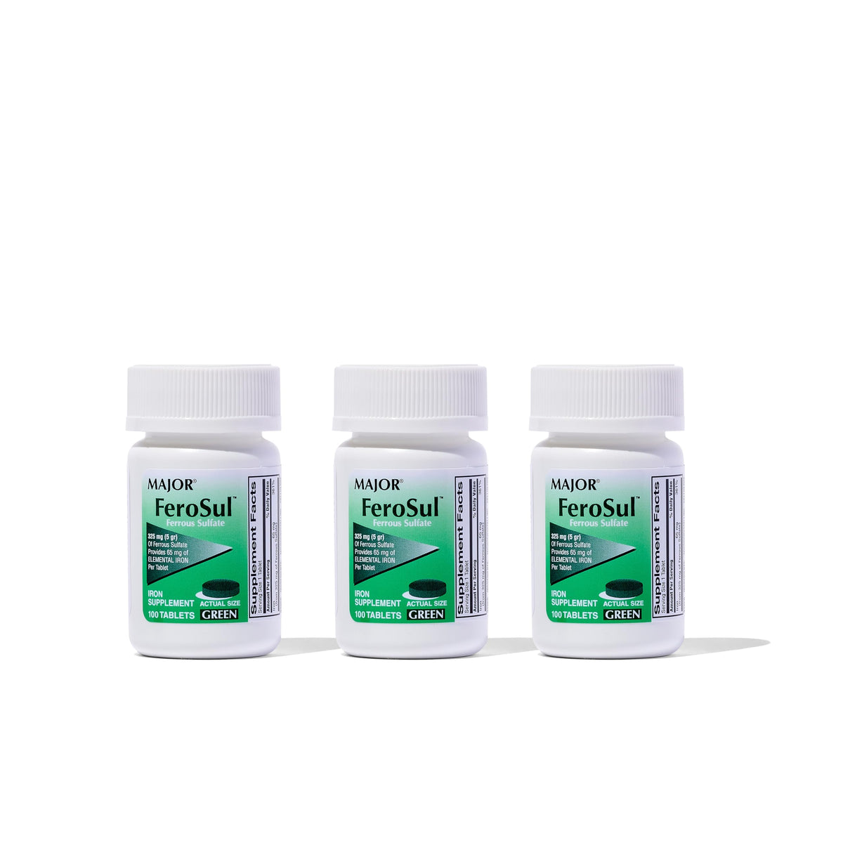 MAJOR Ferosul, tabletas 325 mg en caja, apoyo diario de hierro.