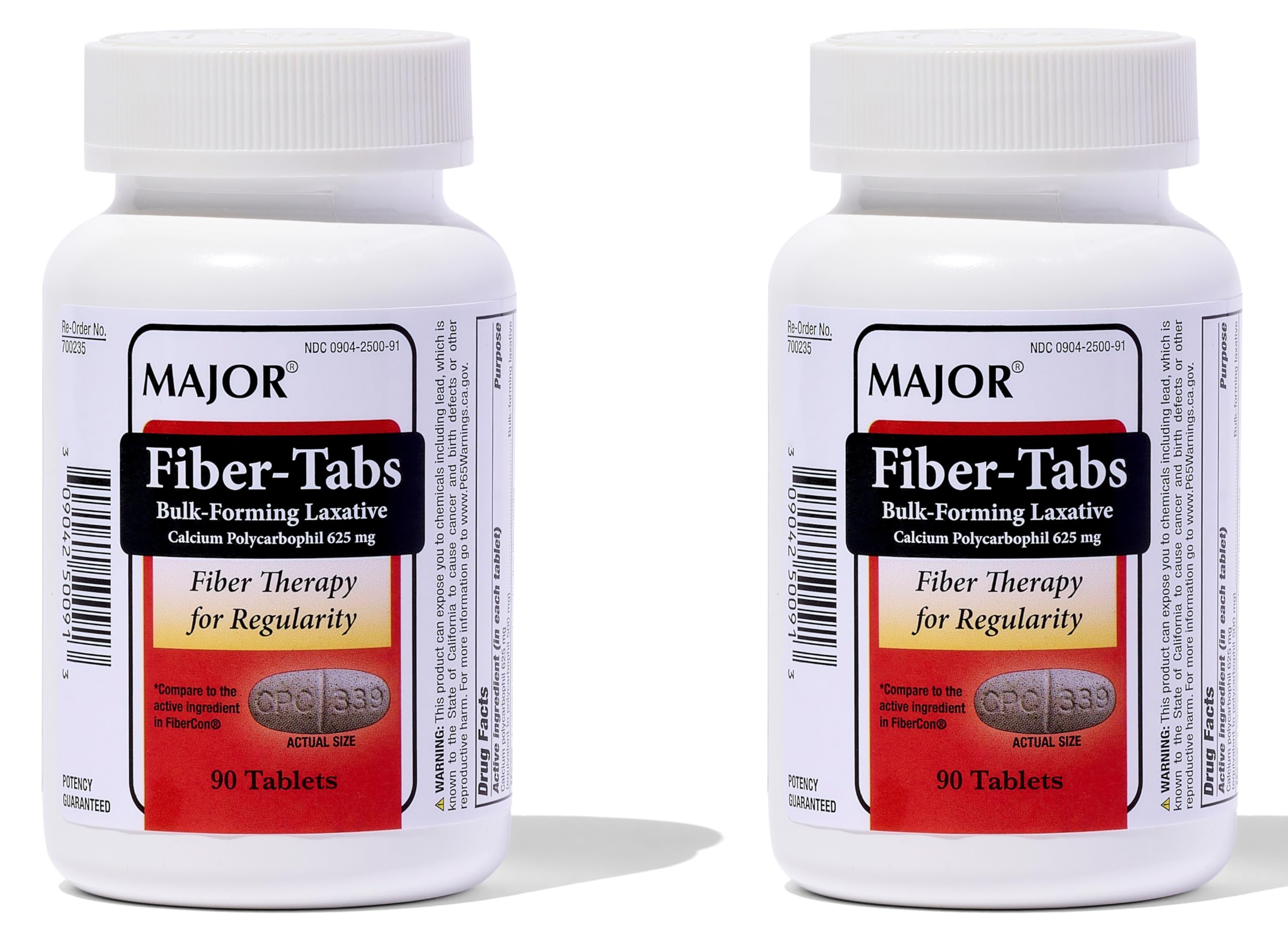 MAJOR Fiber-Tabs frente a la botella, promueve movimientos intestinales regulares.