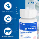 MAJOR Guaifenesin tableta close-up revelando ingrediente activo