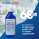 MAJOR Leche de magnesia original, etiqueta visible y foco en seguridad.