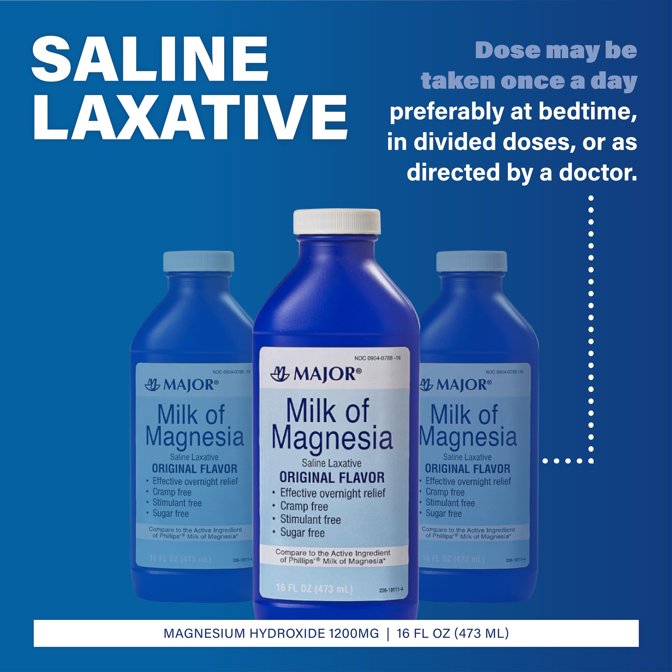 MAJOR Leche de magnesia original, medidas en cucharadas para dosis flexibles.