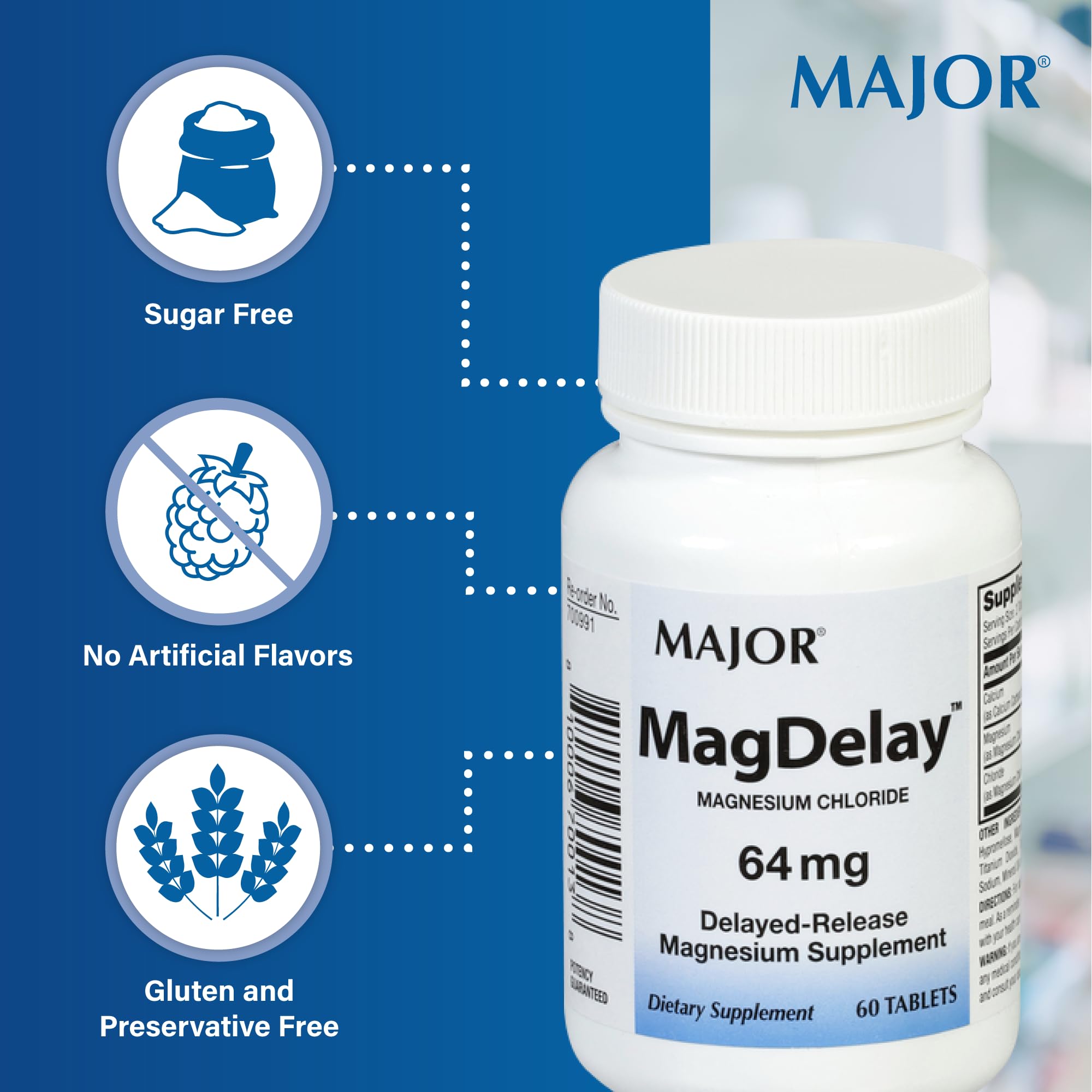 MAJOR MagDelay etiqueta sin sodio para estilo de vida consciente