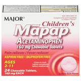 MAJOR Mapap tableta masticable acetaminofen 160 mg para fiebre y dolor leve.