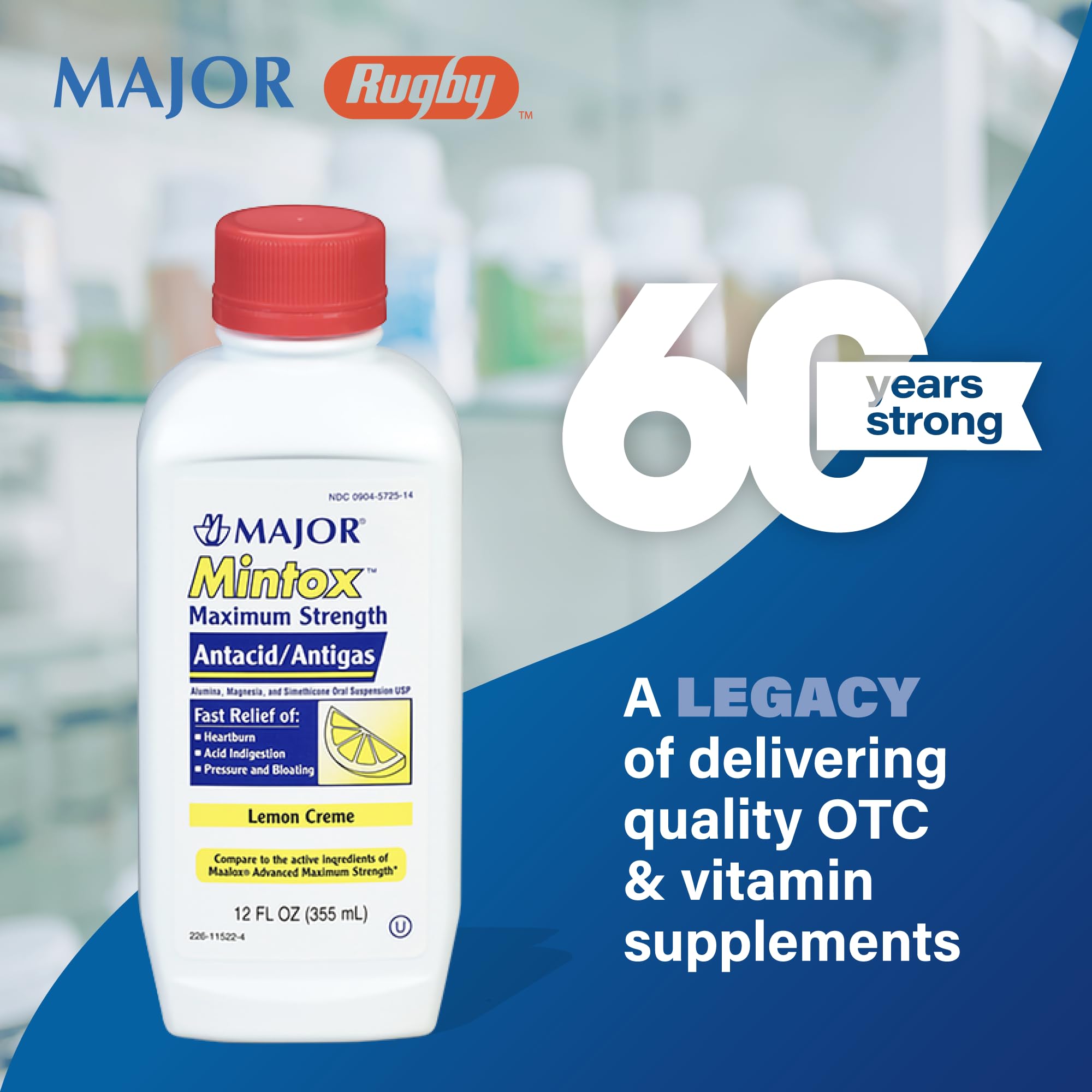 Sabor limón crema de Major Mintox para alivio estomacal agradable.