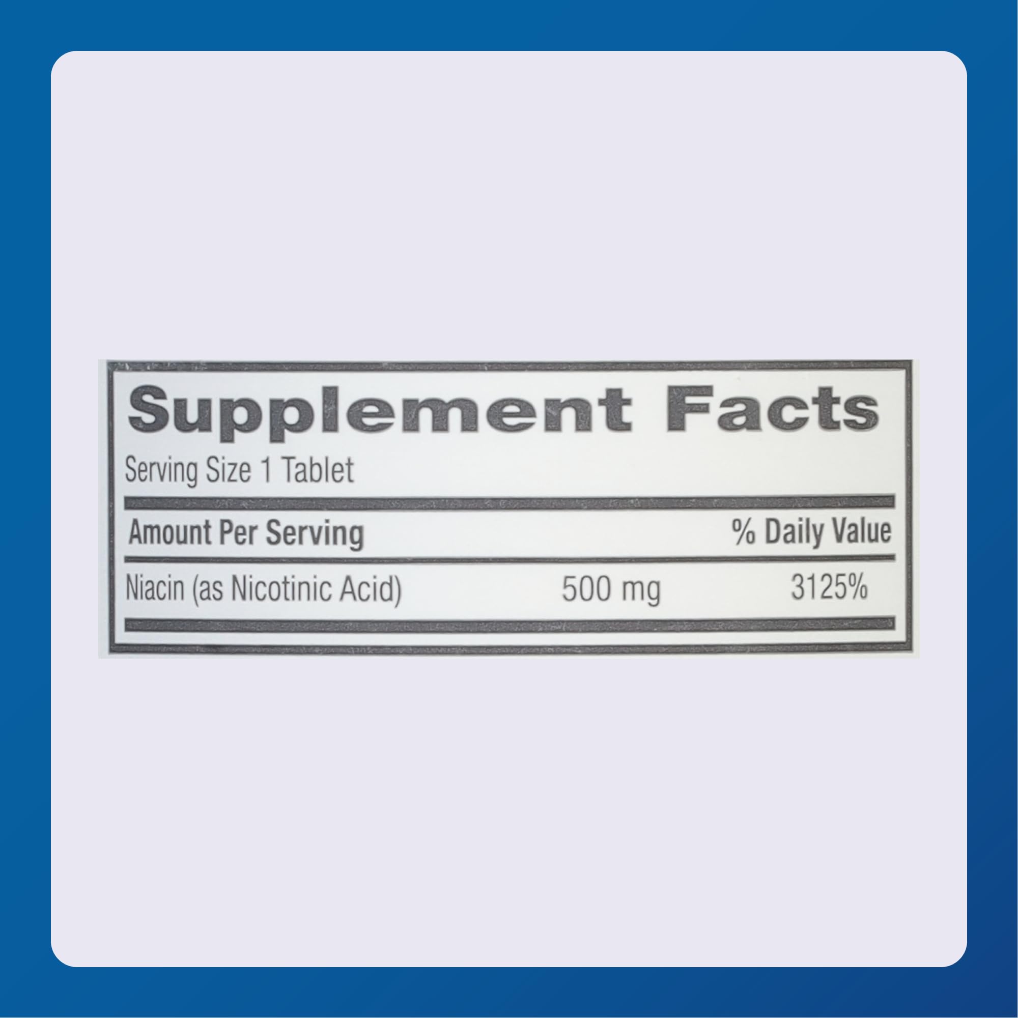 MAJOR Niacin 500 mg: envase con cierre seguro y etiqueta de calidad