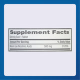 MAJOR Niacin 500 mg: envase con cierre seguro y etiqueta de calidad