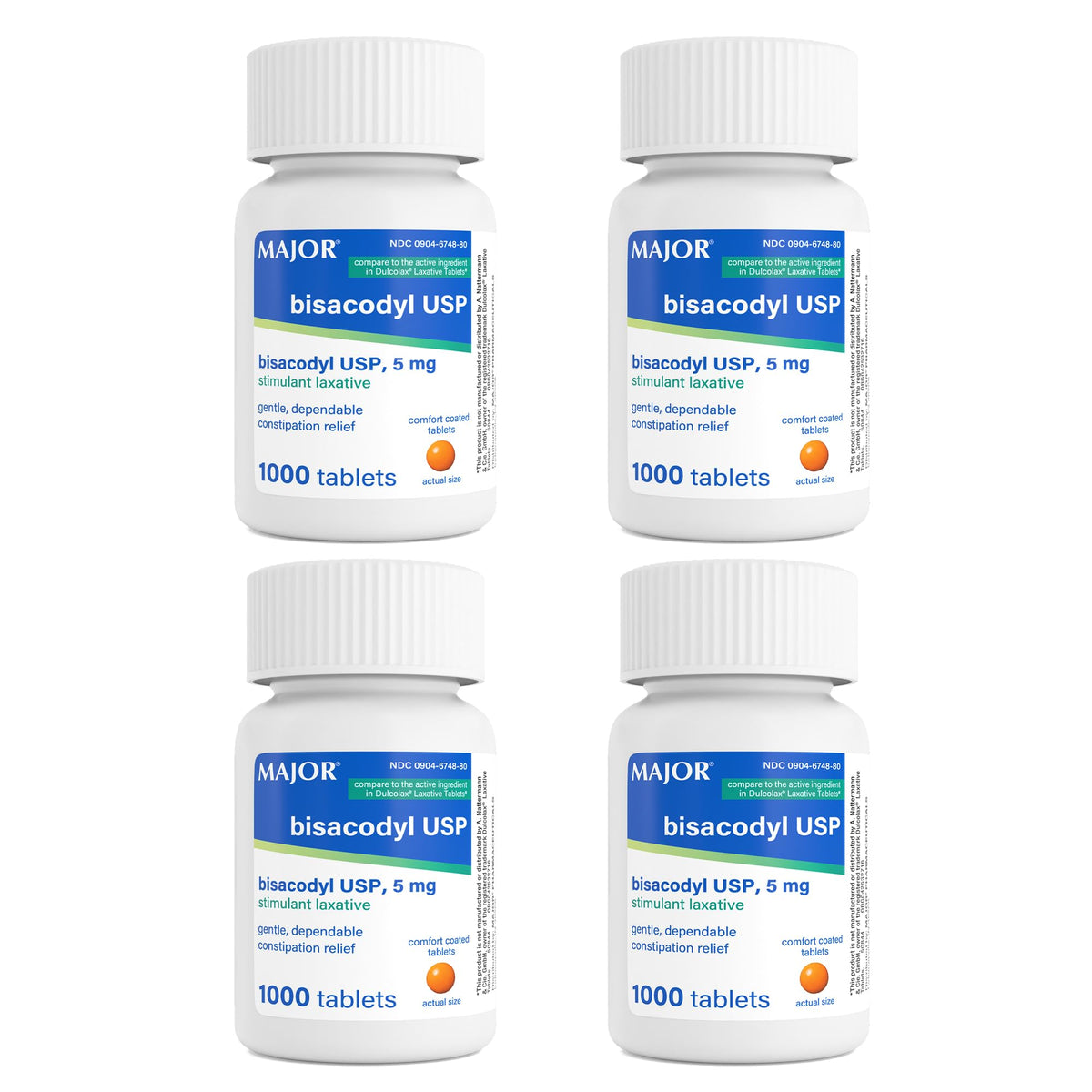 Major Pharmaceuticals Bisacodyl 5 mg, tableta recubierta, apoyo para estreñimiento ocasional