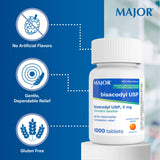 Major Pharmaceuticals Bisacodyl 5 mg, tabletas laxantes, uso cómodo para soporte digestivo