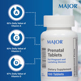 MAJOR tabletas prenatales, dosis diaria sencilla para rutinas.