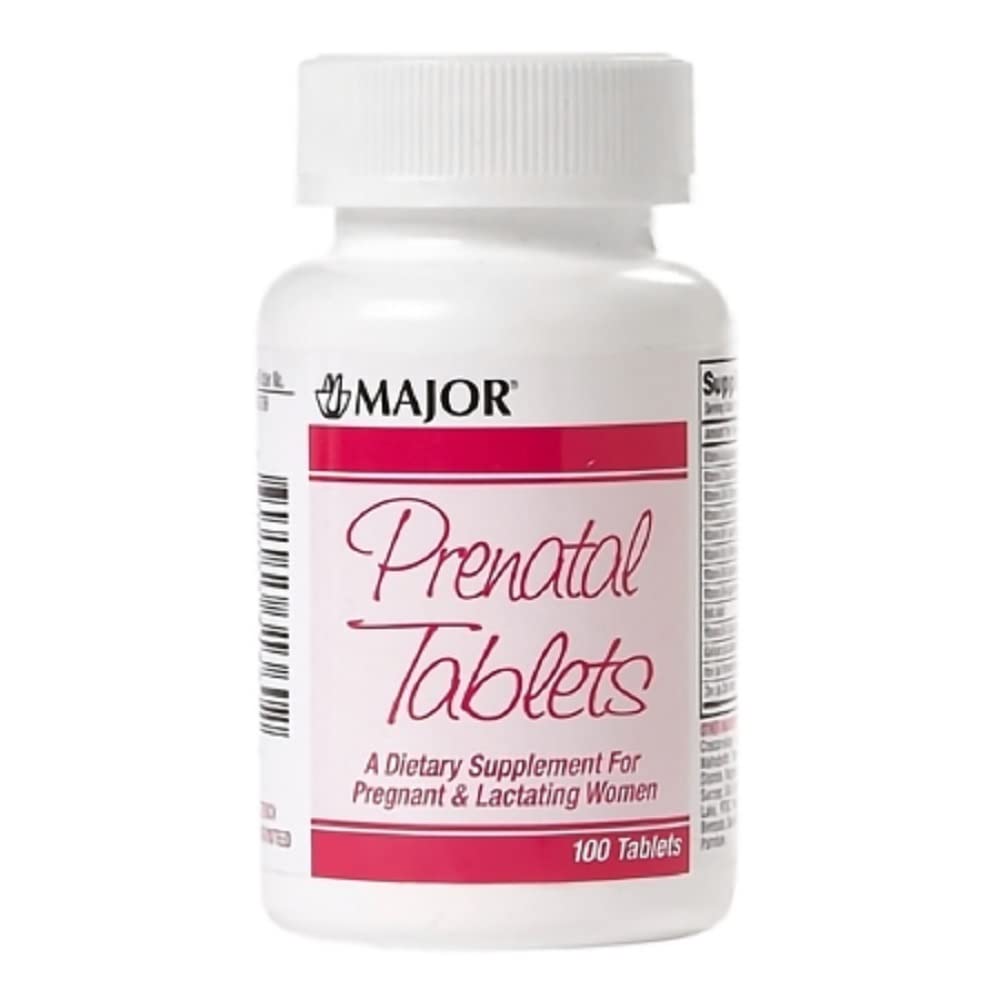 MAJOR Prenatal ácido ascórbico 100 mg, 30 tabletas; apoyo durante el embarazo y lactancia.