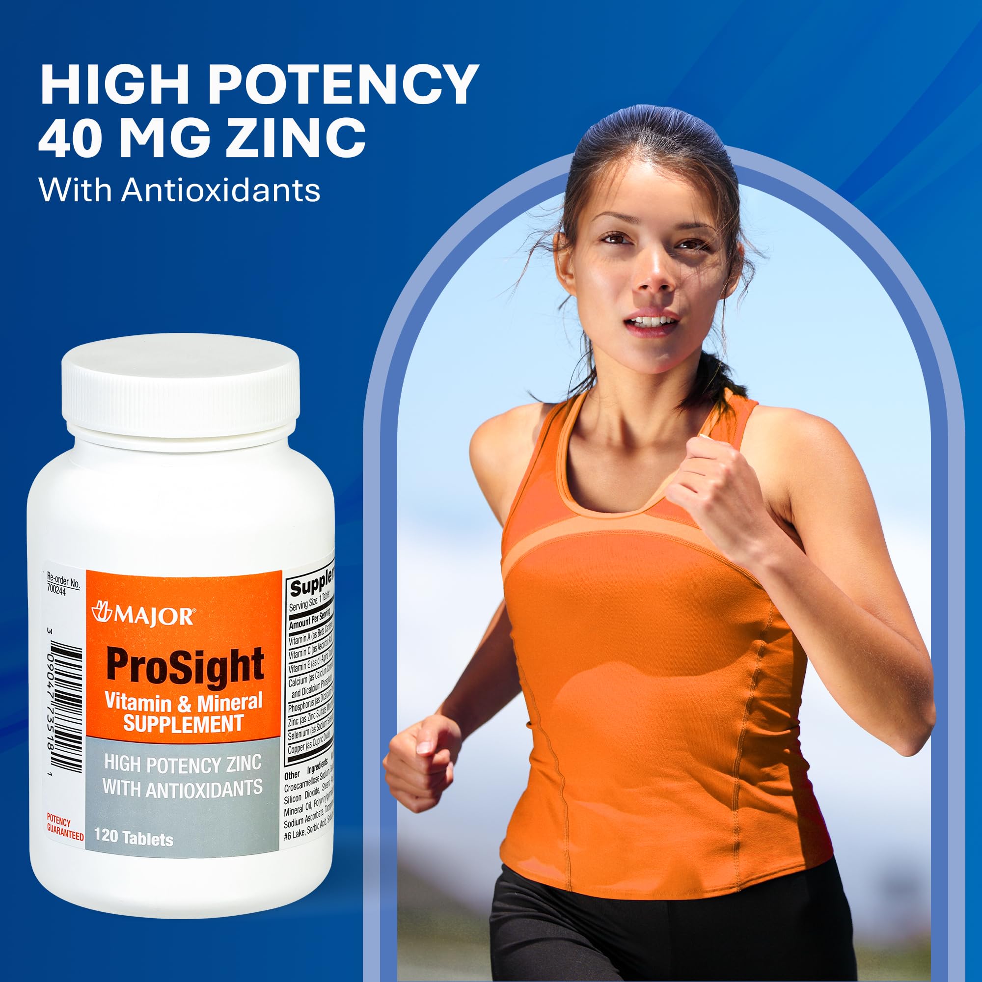 MAJOR ProSight: etiqueta frontal que destaca vitaminas y minerales clave.