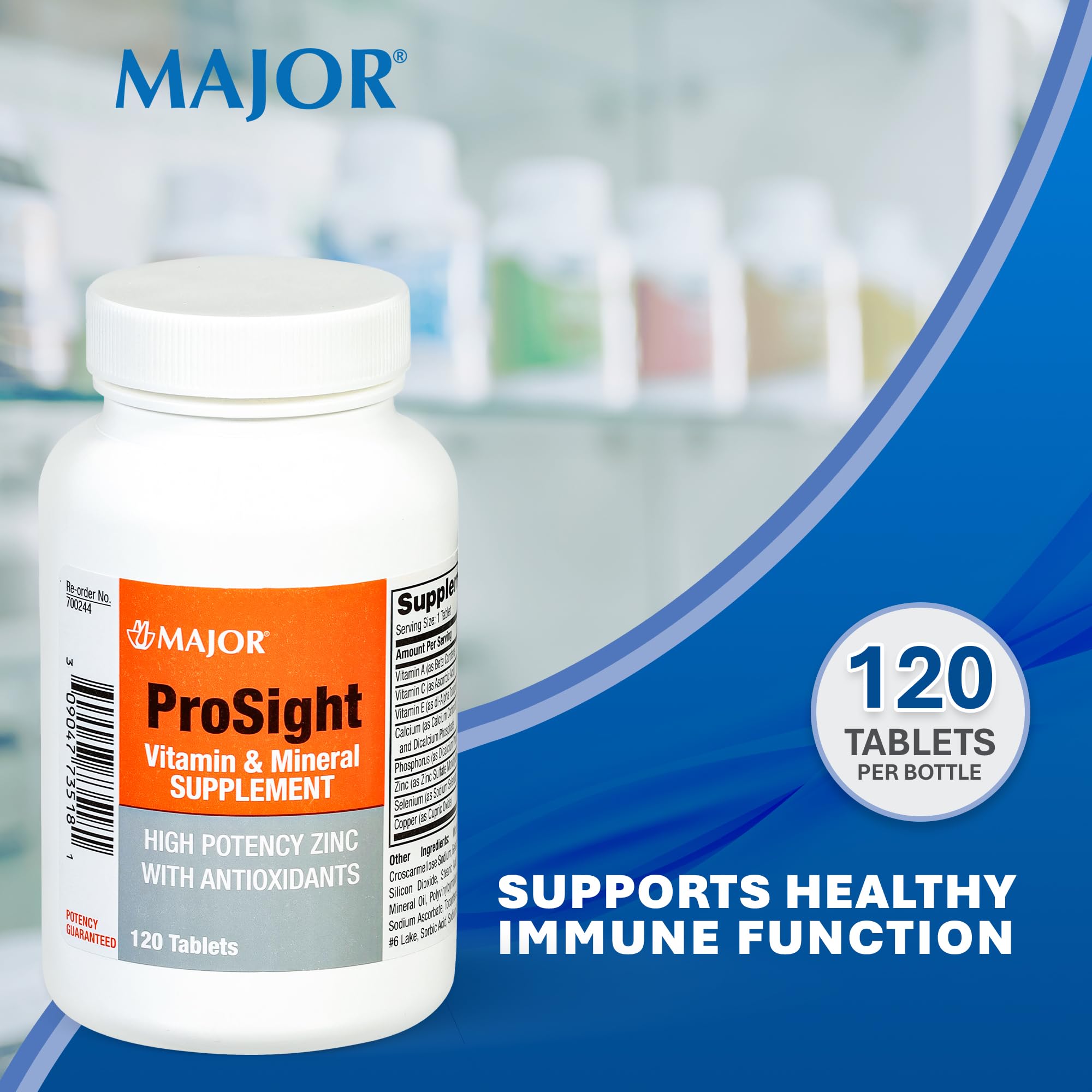 MAJOR ProSight: tabletas de 40 mg de zinc con antioxidantes para apoyo diario.