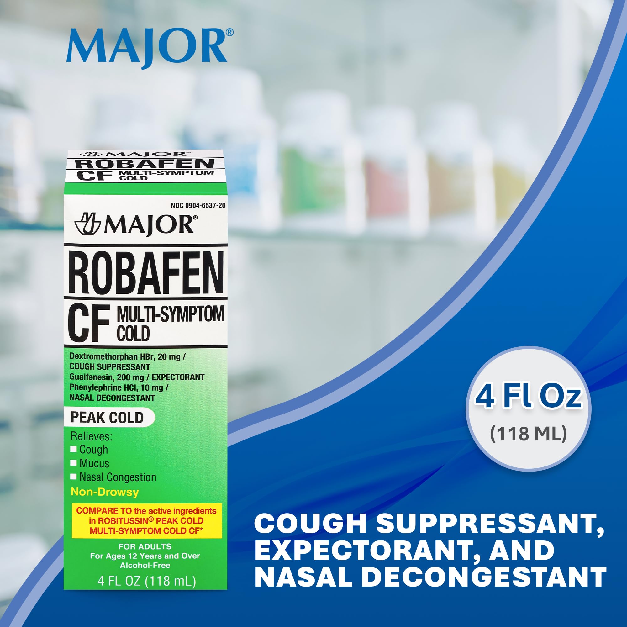Major Robafen CF copa de dosis para medir 10 ml con precisión.