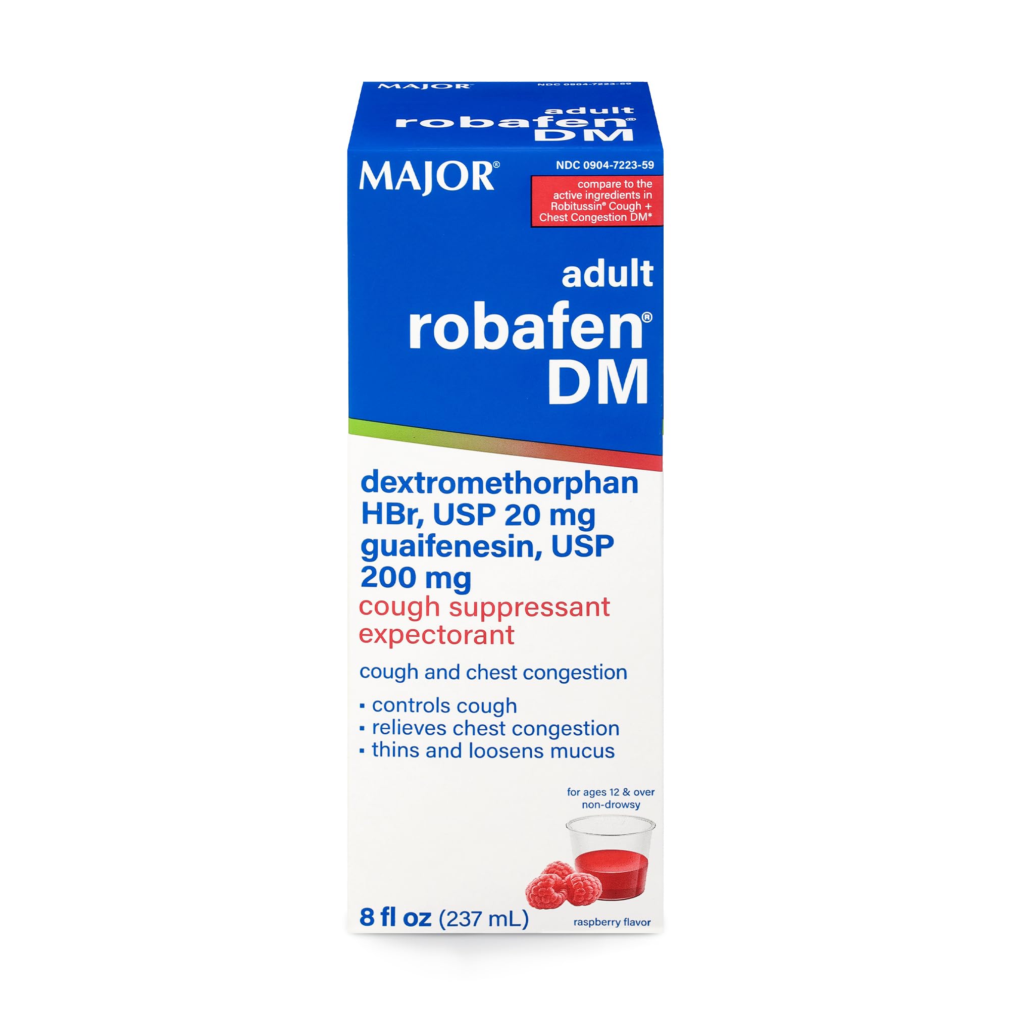 Major Robafen DM botella sabor frambuesa, alivio de tos y congestión