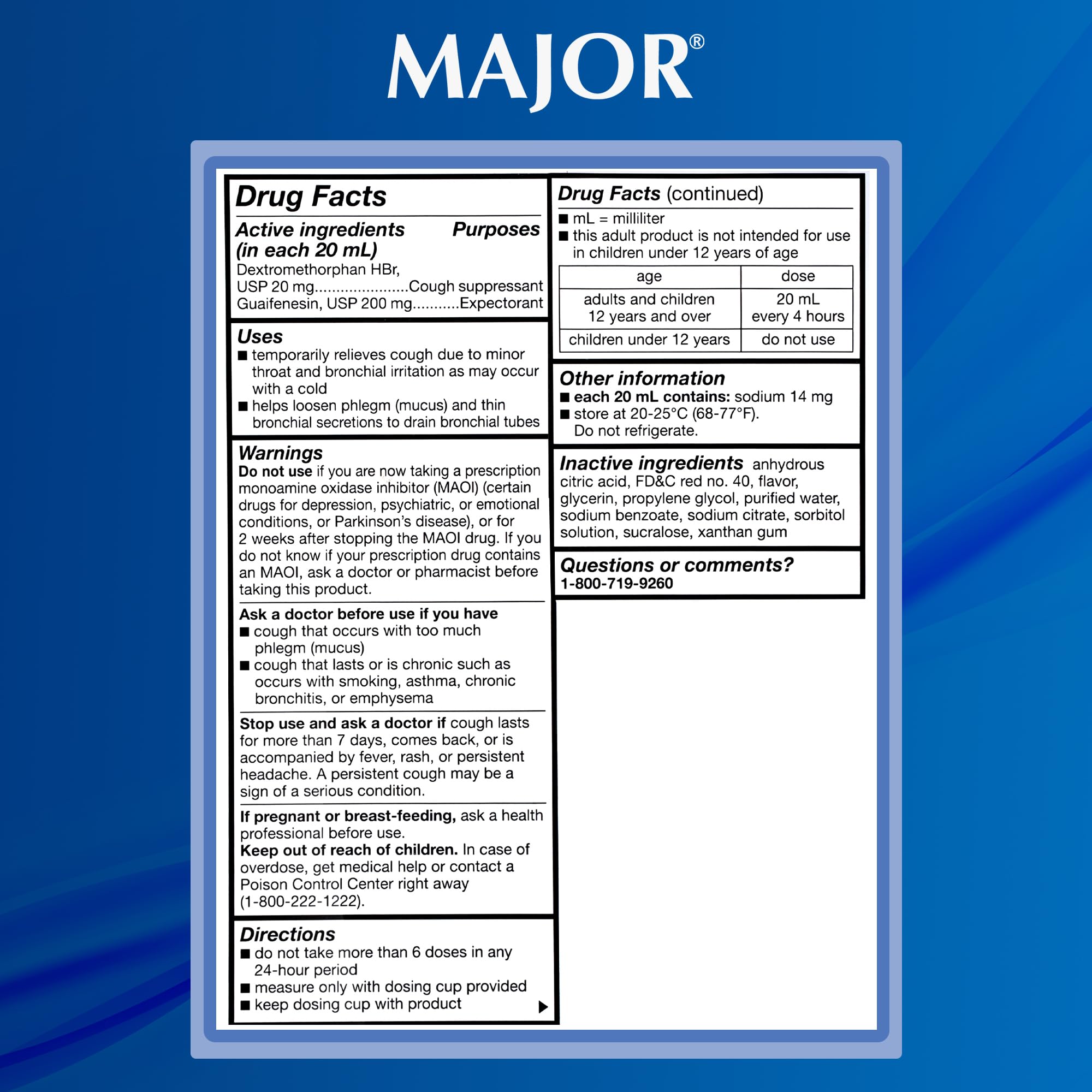 Uso diario de Major Robafen DM para adultos y mayores de 12 años