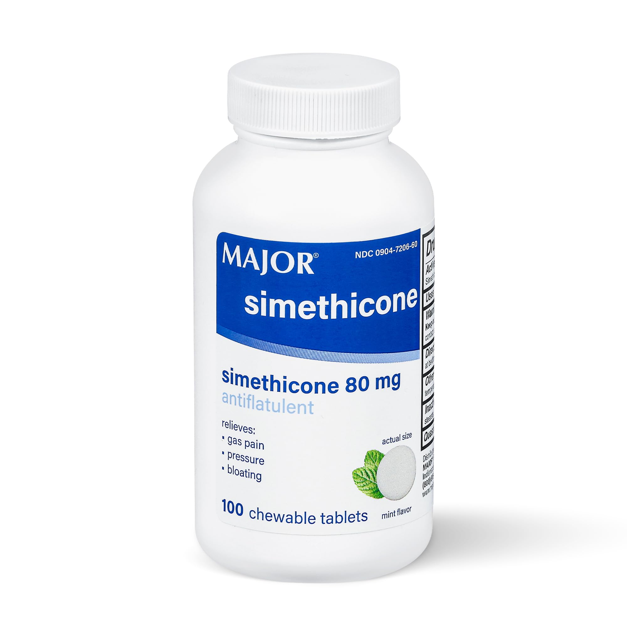 MAJOR Simeticona: tableta masticable de 80 mg para alivio del gas.