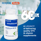 MAJOR Simeticona tabletas masticables de 80 mg para alivio de gases.