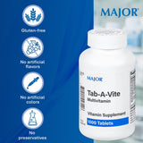 MAJOR Tab-A-Vite tabletas formulación de calidad sin gluten.