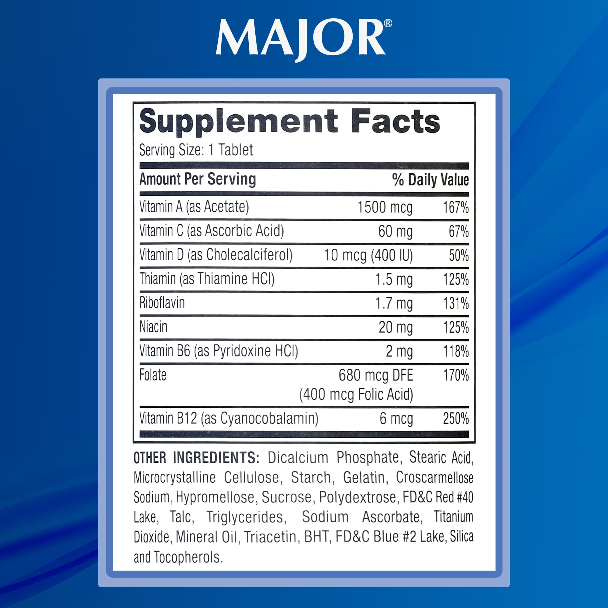 MAJOR Tab-A-Vite tabletas suplemento diario para nutrición.