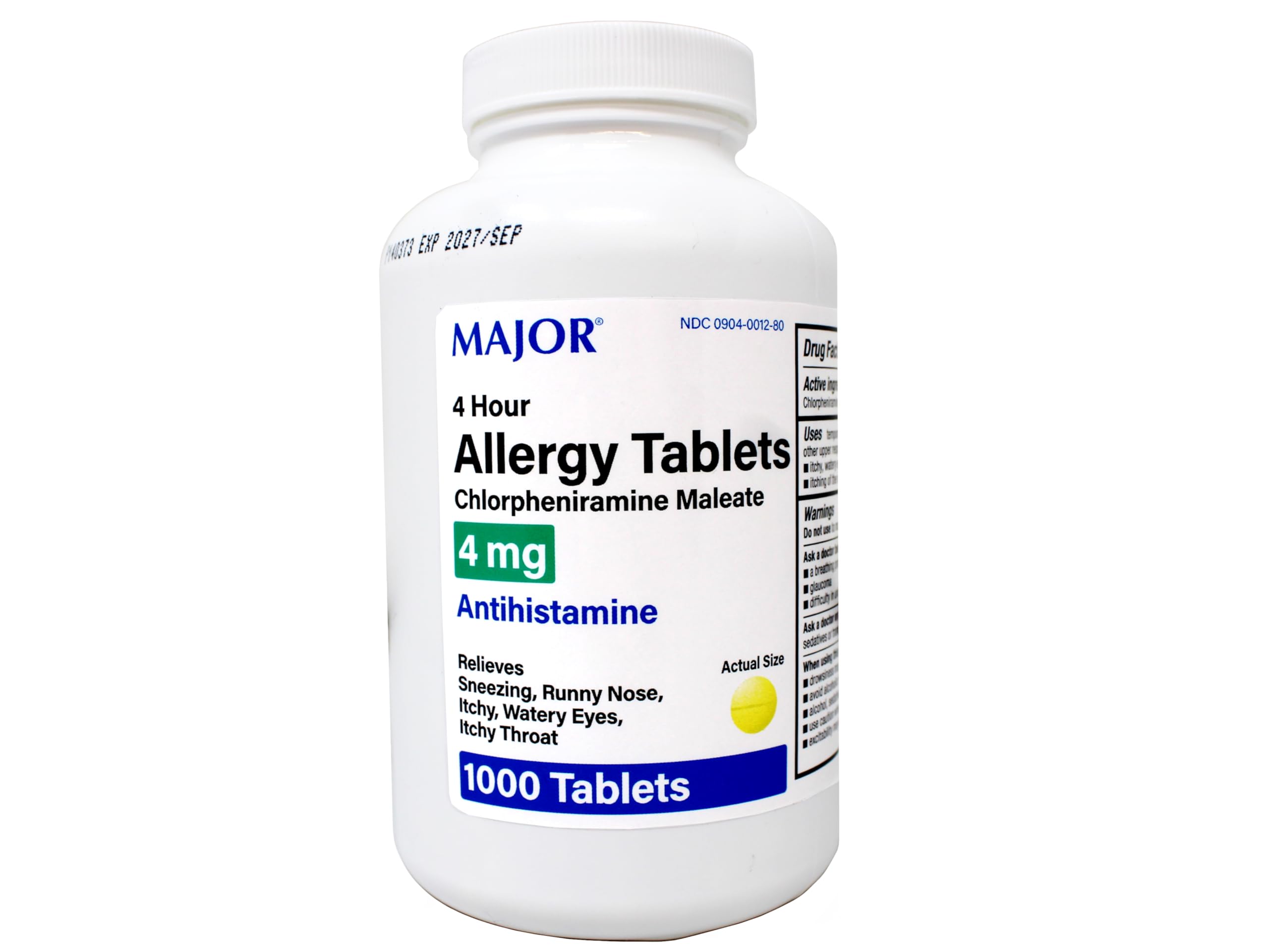 MAJOR tabletas alergia en blister; alivio temporal de estornudos y secreción nasal.